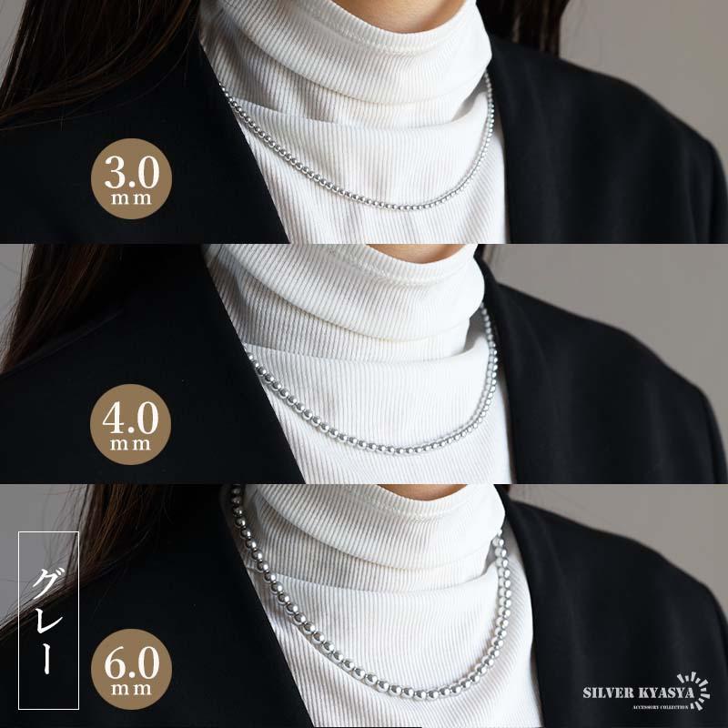 ホワイト、3mm) シルバー925素材 パールネックレス レディース