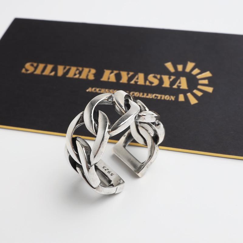 シルバー925 喜平チェーンリング シルバーリング ワイドリング