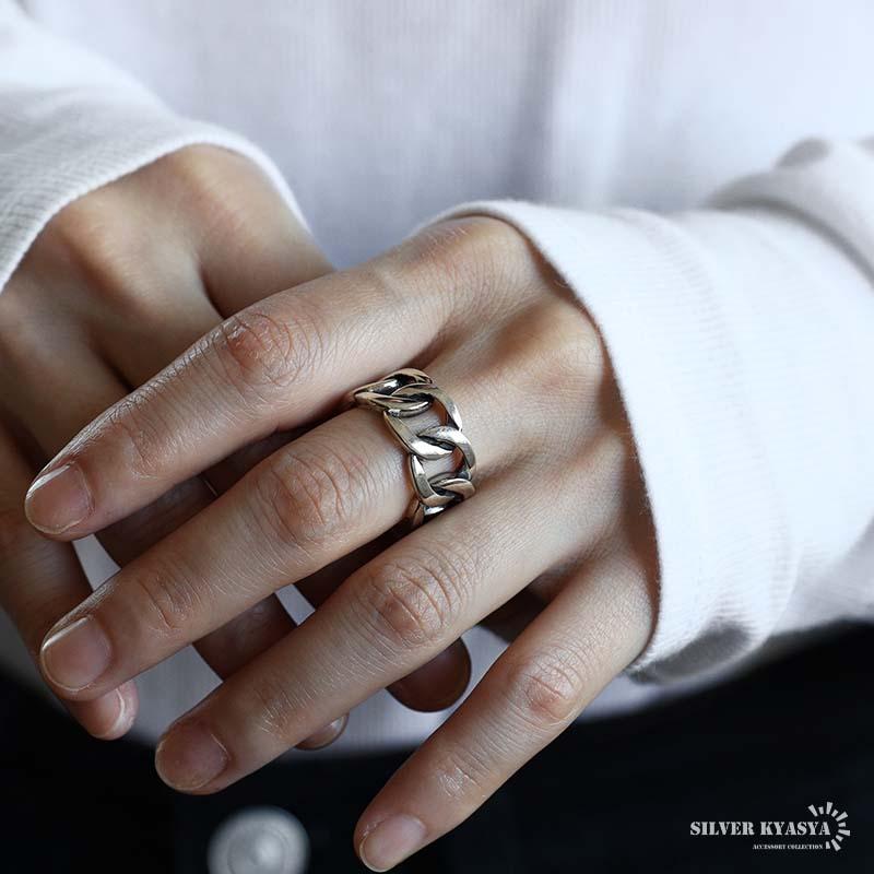 シルバー925 喜平チェーンリング ごつめ シルバーリング ワイドリング