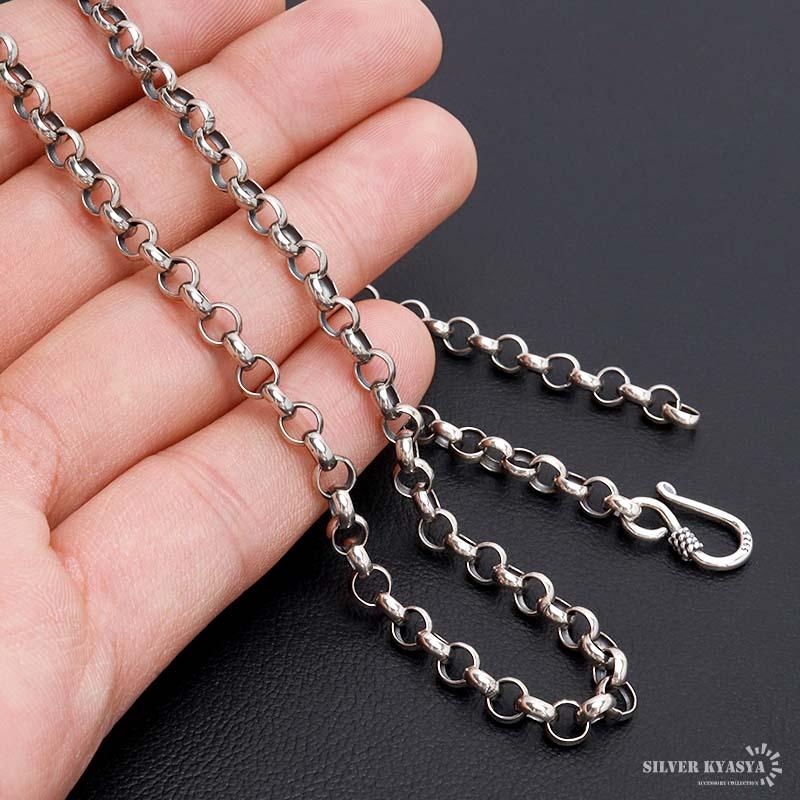シルバー925 ロールチェーン ネックレス 幅5mm 60cm ネックレス