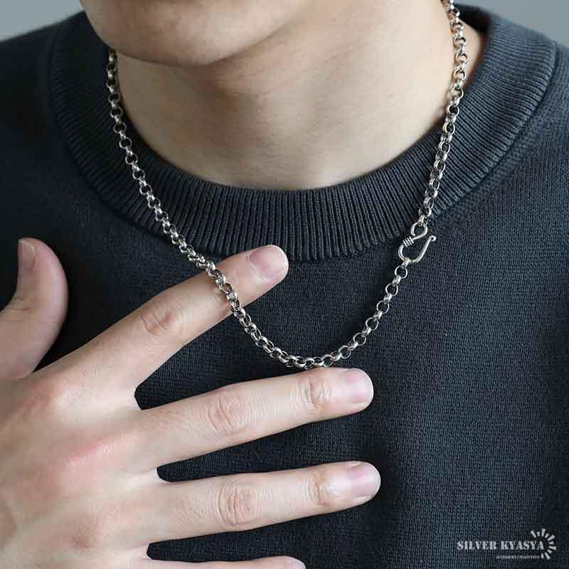 シルバー925 ロールチェーン ネックレス 幅5mm 50cm ネックレス