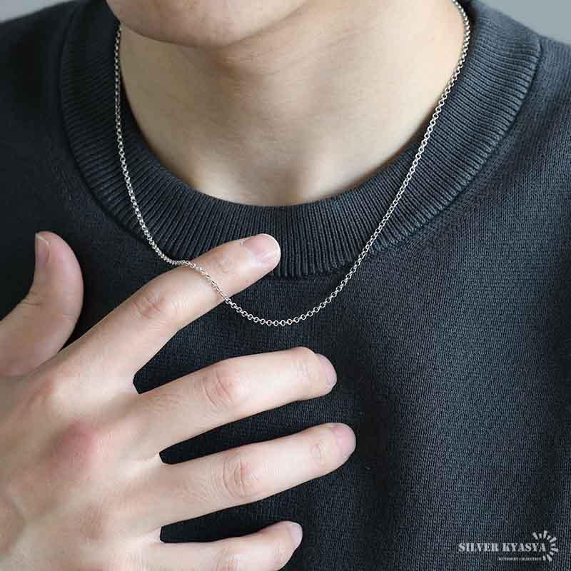 シルバー925 ロールチェーン ネックレス 幅2mm 50cm ネックレス 