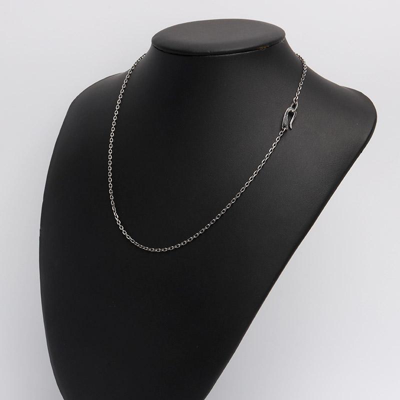シルバー925 燻し仕上げ あずきチェーン ネックレス 幅2mm 50cm 4面