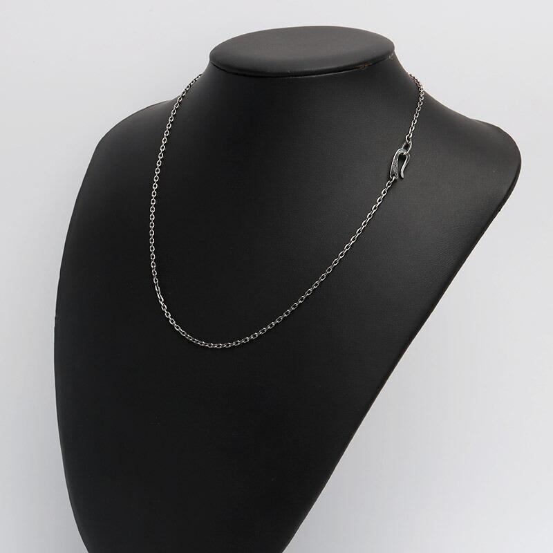 シルバー925 燻し仕上げ あずきチェーン 幅2mm 4面カット ブラック 黒
