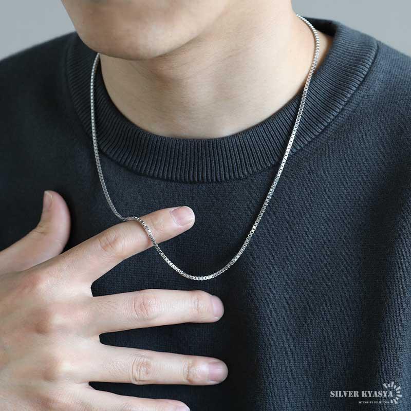 シルバー925 ベネチアンチェーン ネックレスチェーン 細身 ボックス