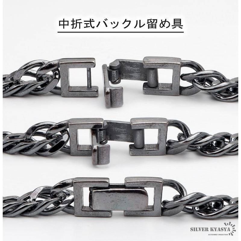 シルバー925 ブラック ダブル喜平チェーン ネックレス 50cm 燻し加工 幅5mm 喜平ネックレス メンズ 金属アレルギー対応の画像