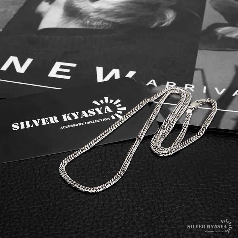 シルバー925 ダブル喜平チェーン ネックレス 幅3mm 55cm 喜平