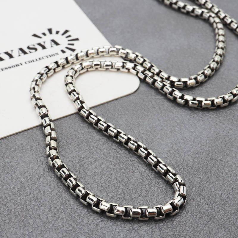 シルバー925 ボックスチェーン ネックレス 幅3mm 45cm ベネチアン 太め