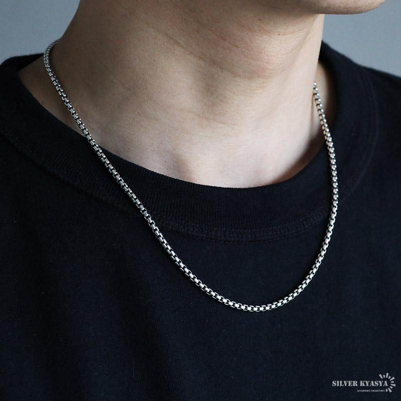 シルバー925 ボックスチェーン 幅3mm ネックレスチェーン ベネチアン