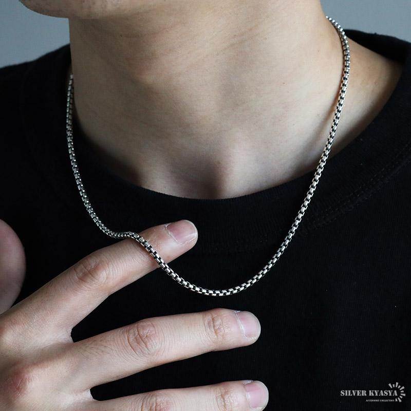 シルバー925 ボックスチェーン 幅3mm ネックレスチェーン ベネチアン