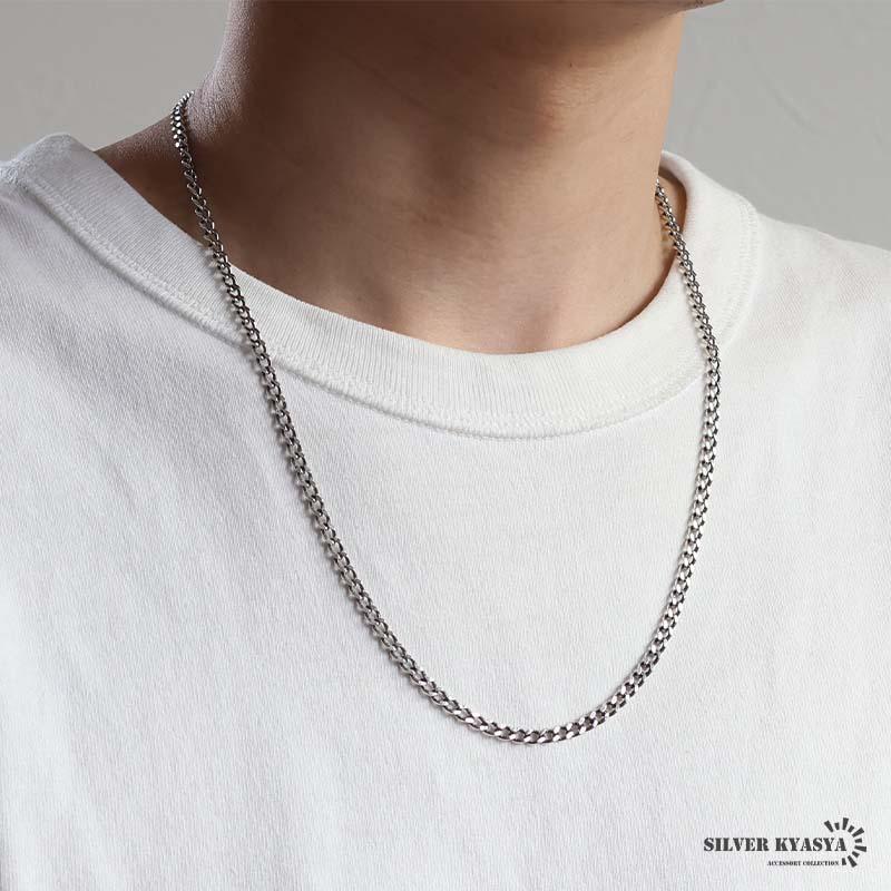 シルバー925 喜平ネックレス チェーンネックレス 幅4mm 長さ60cm
