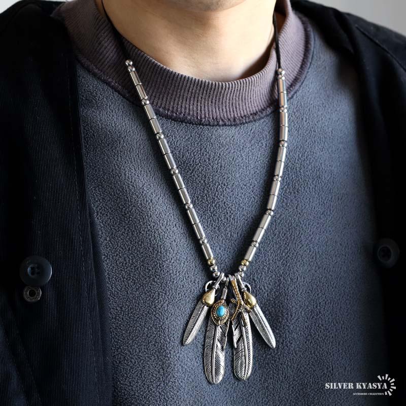 ステンレス フェザーネックレス インディアンジュエリー メンズ