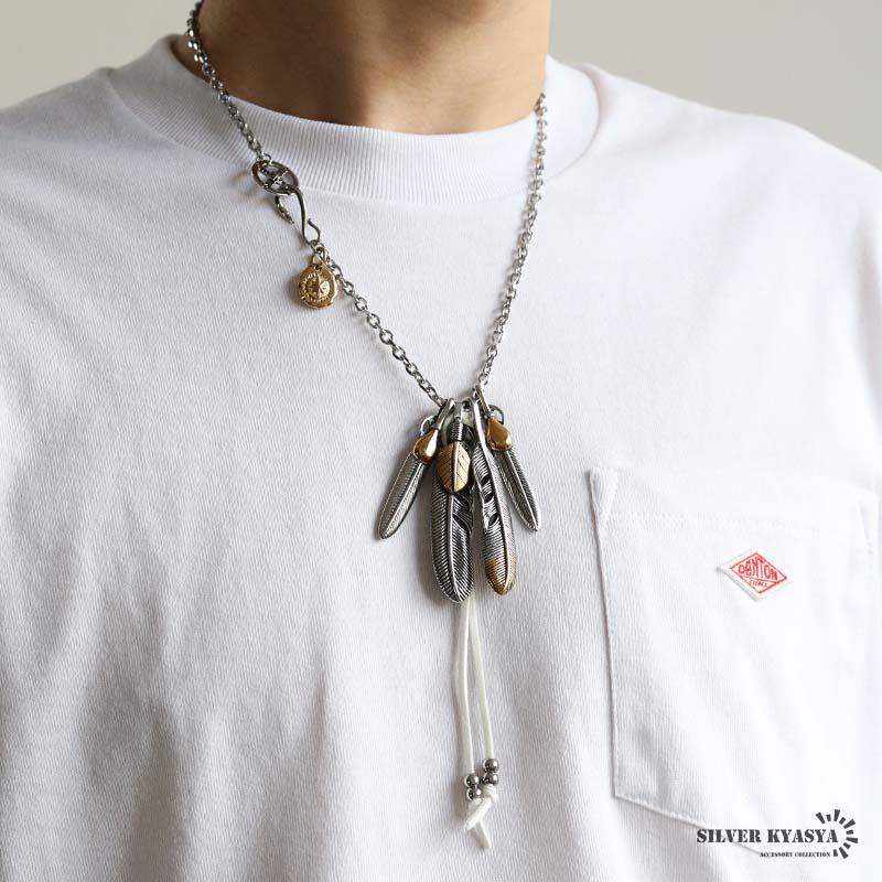 ステンレス フェザーネックレス インディアンジュエリー ペンダント
