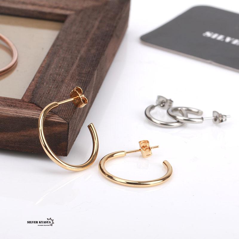 ゴールド、内径60mm) 両耳 2点セット フープピアス ラージ 18g