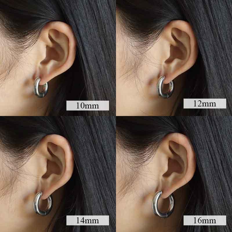 ４℃　ブラック フープピアス 約14mm　片耳 ブラック、16mm) 太め フープピアス 2点 5mm シルバー ゴールド