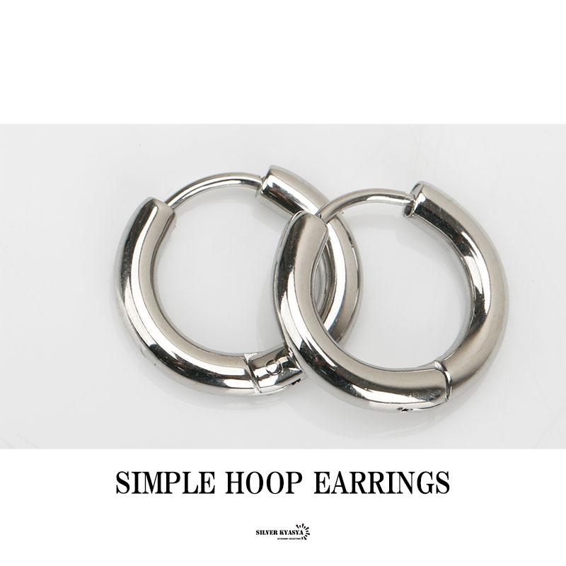 シルバー(SILVER)、内径16mm) 太め 両耳 幅3mm 定番 フープピアス