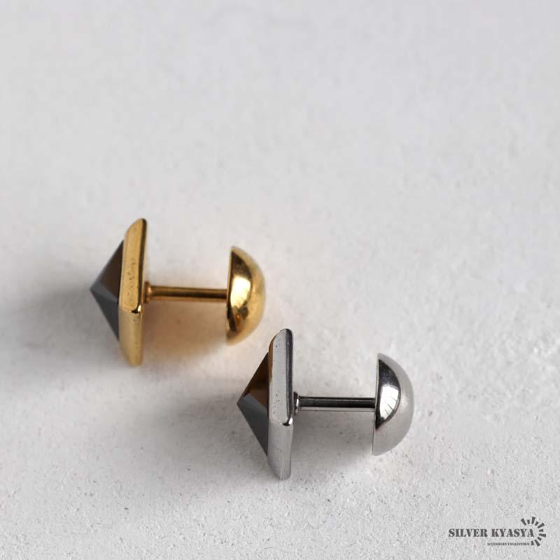 ゴールド) スタッズピアス ステンレス オニキス スタッドピアス