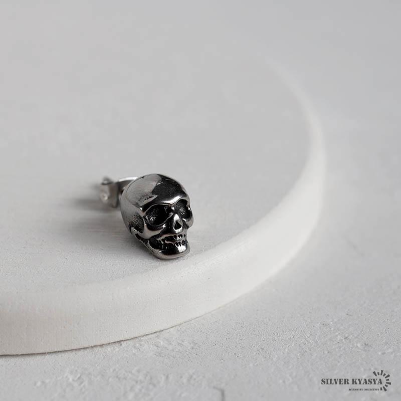 スカルピアス ステンレス メンズ スタッドピアス シルバー 骸骨 ドクロ