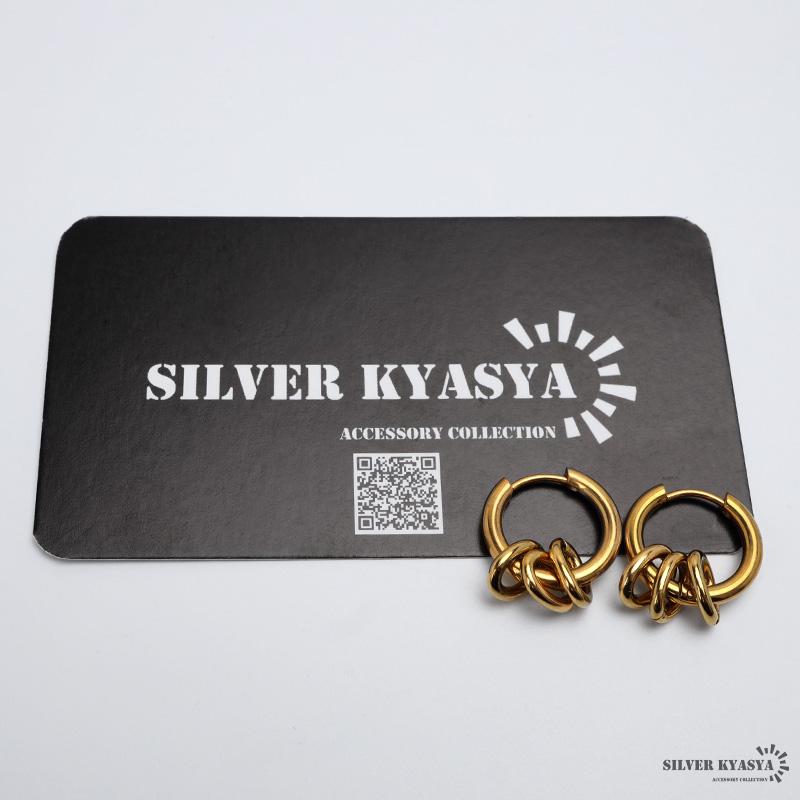 ステンレス 3連ピアス フープピアス ゴールド 18KGP リングピアス