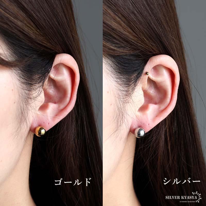 ブラック) オーブピアス ボールピアス 大粒 大ぶり ステンレス ピアス