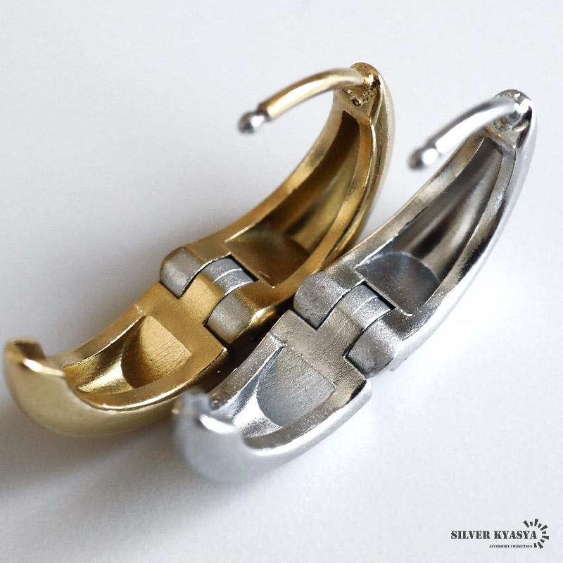 シルバー) ステンレス ワイドピアス 太幅 大ぶり ぷっくりピアス
