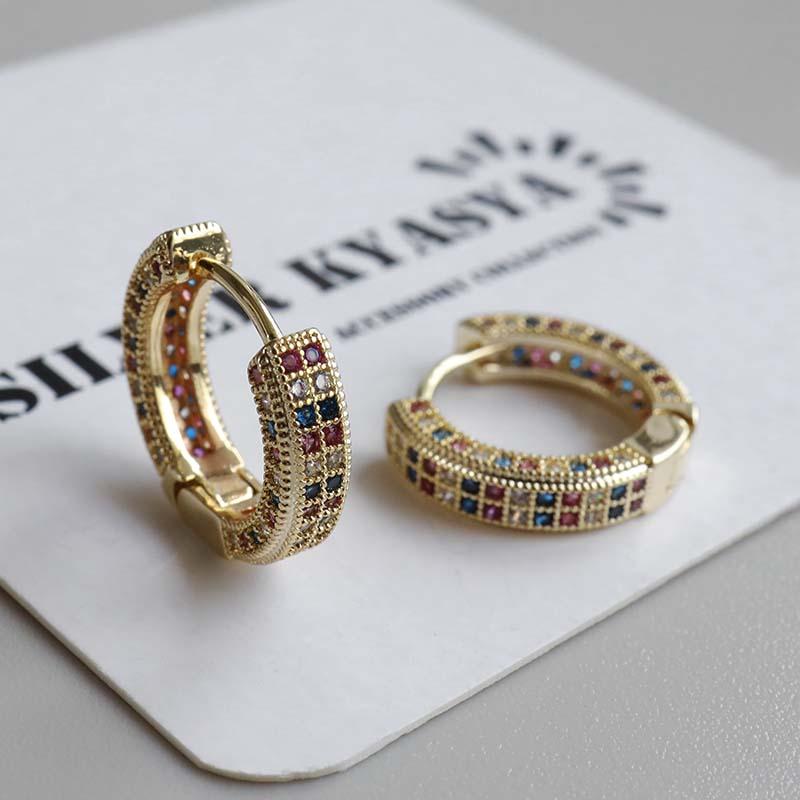 ストーンピアス カラフル フープピアス メタルピアス ゴールドピアス