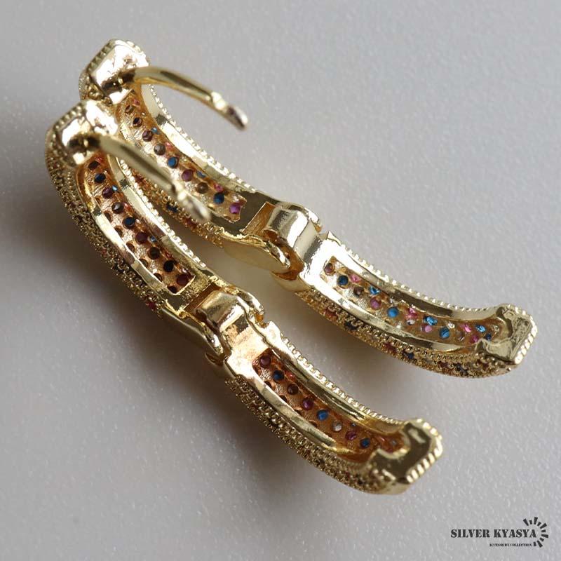 ストーンピアス カラフル フープピアス メタルピアス ゴールドピアス