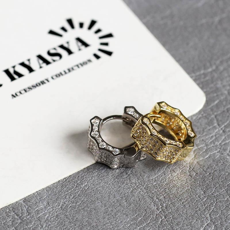 シルバー) フープピアス キラキラ シルバー925 CZ 18K GP 18金 メンズ