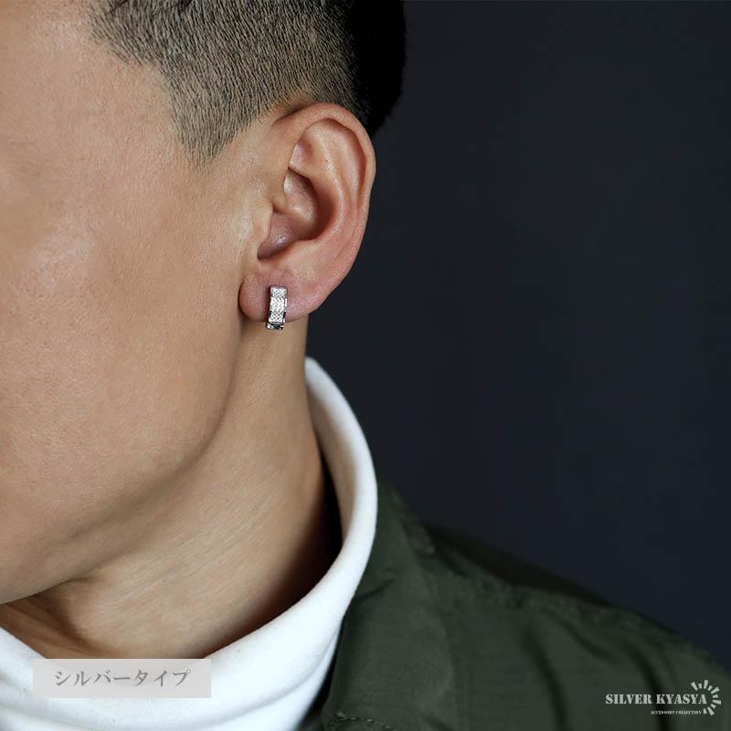 シルバー) フープピアス キラキラ シルバー925 CZ 18K GP 18金 メンズ
