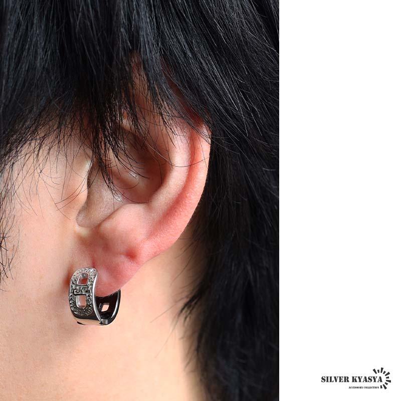 シルバー925 唐草ピアス アラベスク フープピアス シルバーピアス