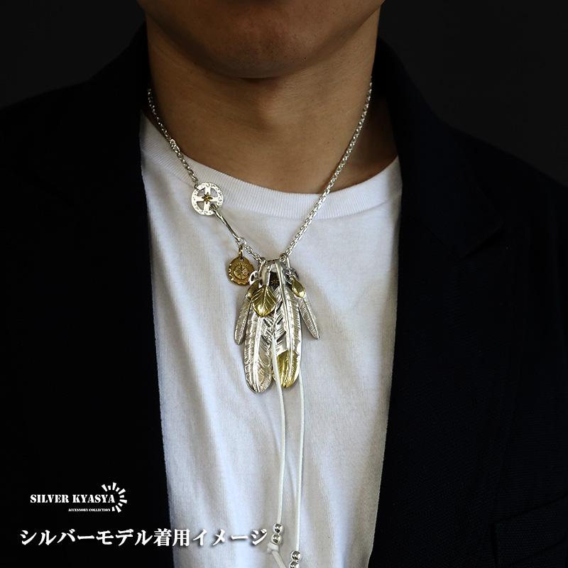 シルバーモデル) シルバー925素材 フェザーネックレス 4枚 羽根