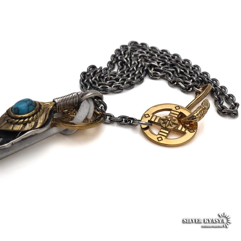 シルバー925素材 フェザーネックレス ターコイズ 羽根 シルバー