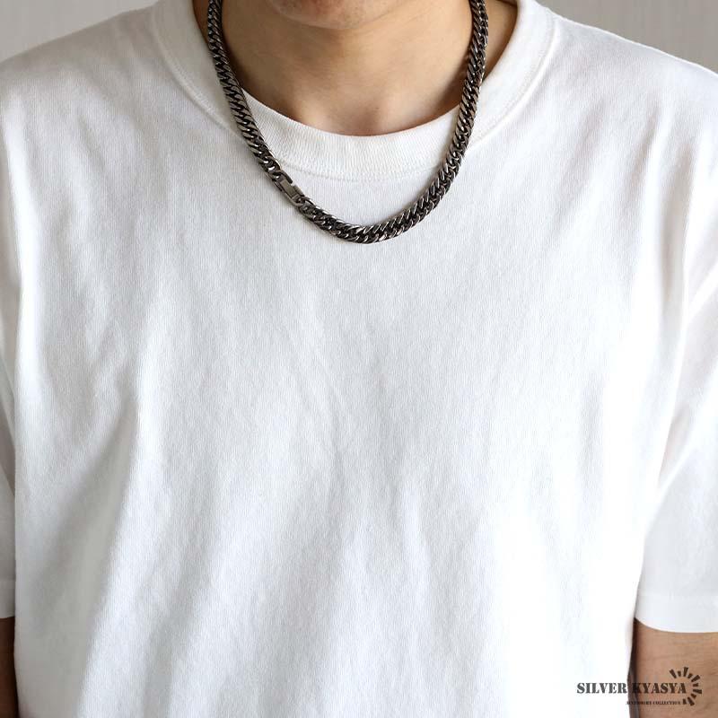 純チタン製 軽い ダブル喜平チェーンネックレス 喜平ネックレス 4面カット 重厚感 チタンネックレス シルバー ネックレスの画像