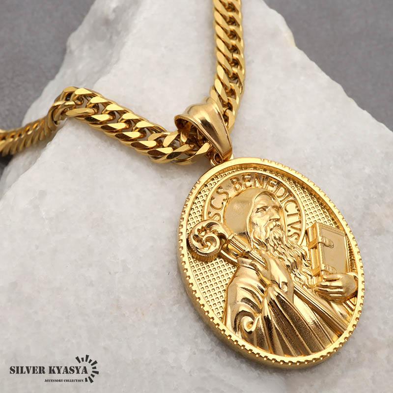 50cent ネックレス　HipHopネックレス 50cm) ステンレス HIPHOPネックレス ゴールド 6面カットダブル喜平