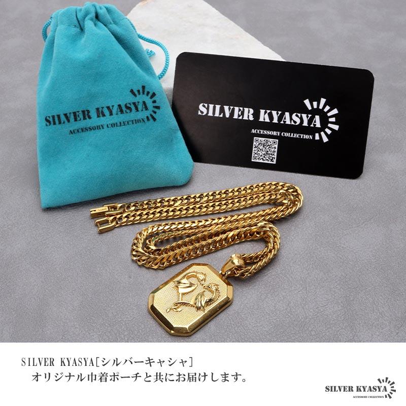 50cm) ステンレス HIPHOPネックレス ゴールド 6面カットダブル喜平