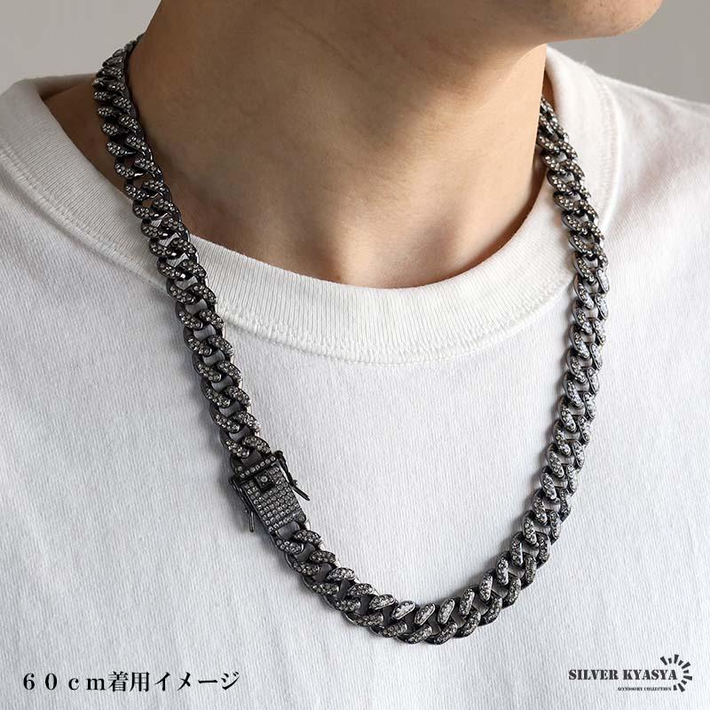 60cm) HIP HOP 喜平ネックレス ブラック 黒 メンズ ブリンブリン