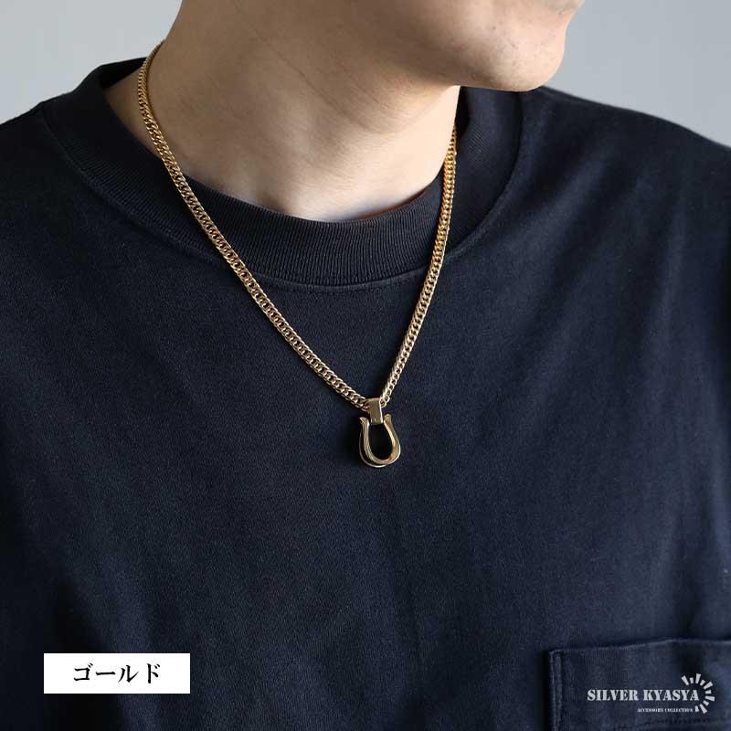 ゴールド) ステンレス 馬蹄ネックレス ホースシューネックレス ダブル