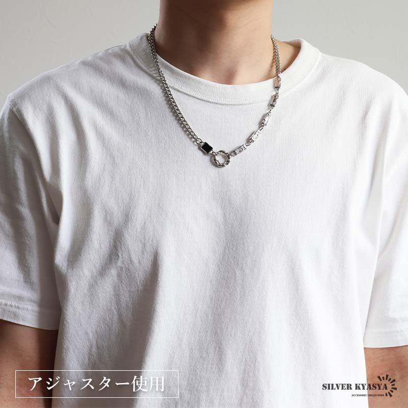 ステンレス ストーンネックレス デザインネックレス 幾何学ネックレス