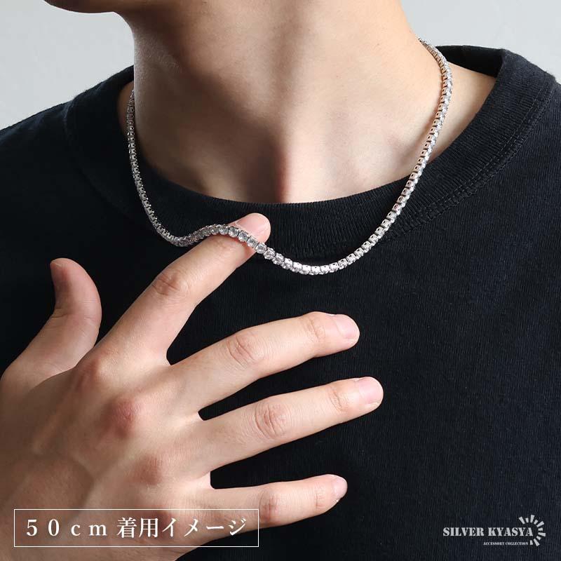 60cm) ステンレス テニスチェーンネックレス ブリンブリン メンズ