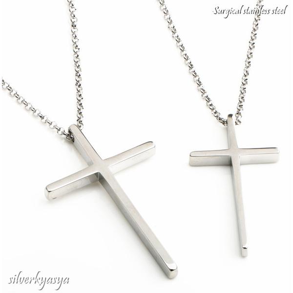 【GARNI】クロス 十字架 45cm ペンダントネックレス SILVER シルバー925 クロスネックレス ペンダント シルバー 6面カットダブル アクセサリー