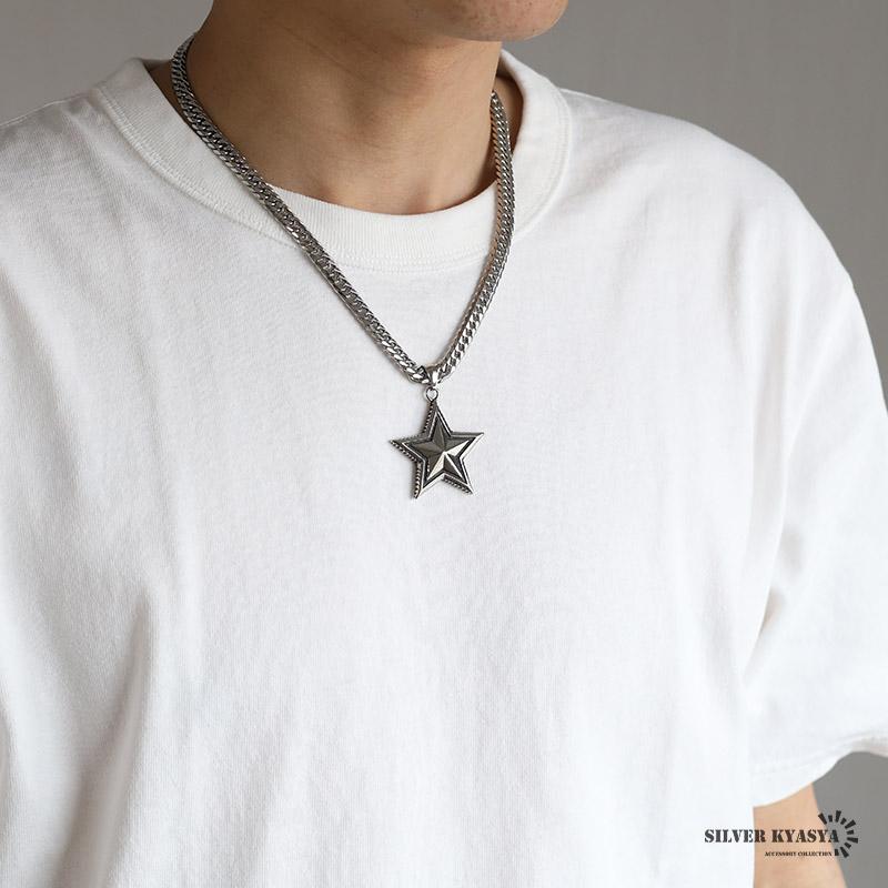 50cm) スターネックレス 星 ダブル喜平ネックレス シルバー ステンレス