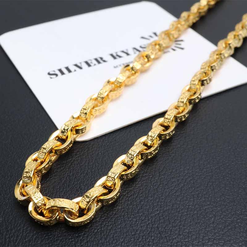 45cm) 18k 金 仕上げ 梵字 ペーパーチェーンネックレス 六字真言