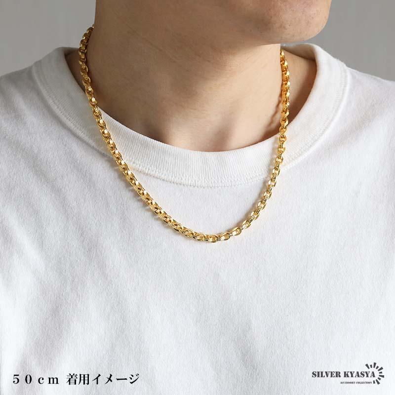 45cm) 18k 金 仕上げ 梵字 ペーパーチェーンネックレス 六字真言