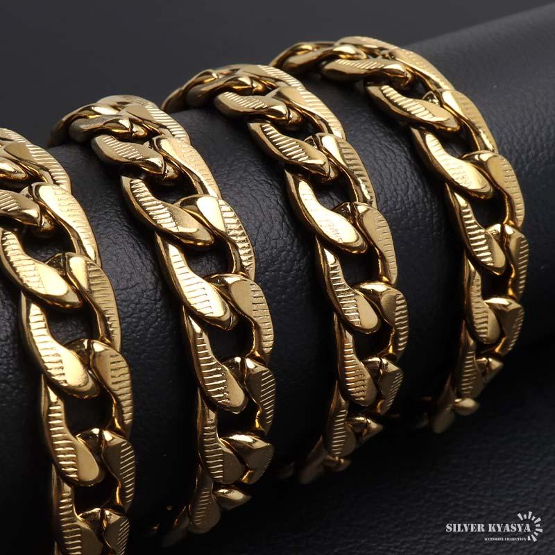 幅9.5mm、55cm) ステンレス 喜平チェーンネックレス 幅広 コインエッジ