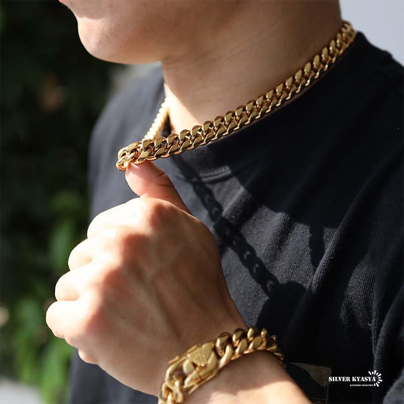 70cm) 316L 太め 幅14mm メンズネックレス 18k gp 金 ゴールド