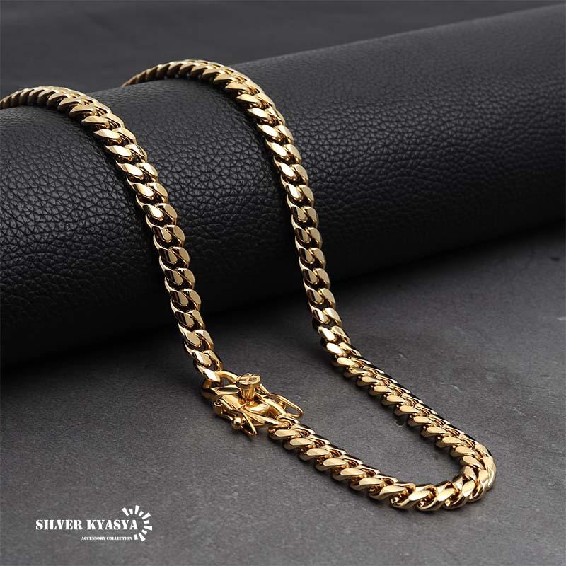 60cm) ステンレス 316L 幅6mm メンズネックレス 18k gp 金 ゴールド
