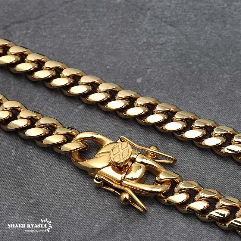 60cm) ステンレス 316L 幅6mm メンズネックレス 18k gp 金 ゴールド