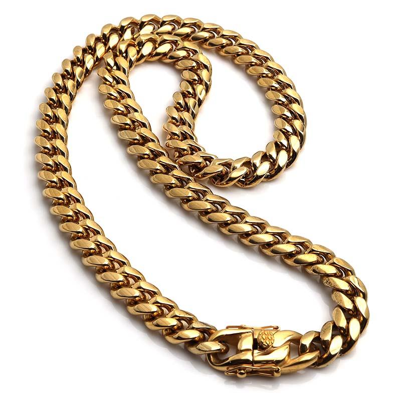 60cm) ステンレス 316L 幅8mm メンズネックレス 18k gp 金 ゴールド