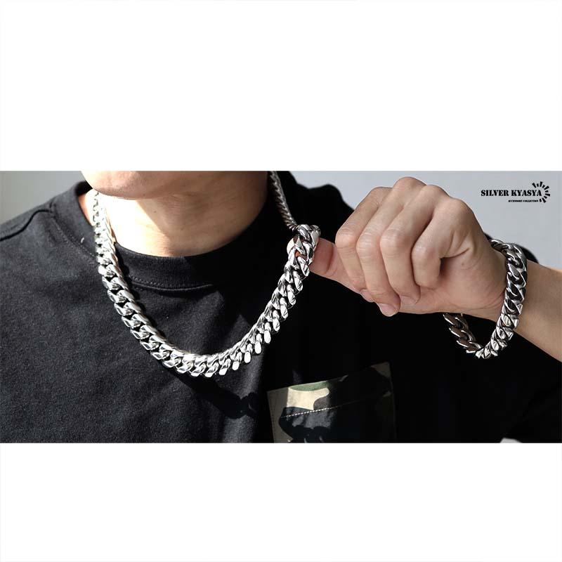 60cm) ステンレス 316L 幅16mm 極太 メンズネックレス シルバー 喜平