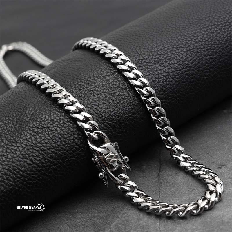 60cm) ステンレス 316L 幅6mm メンズネックレス シルバー 喜平チェーン